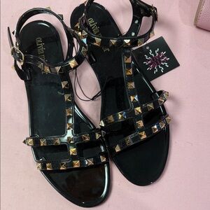 Black Studded Women's Sandals